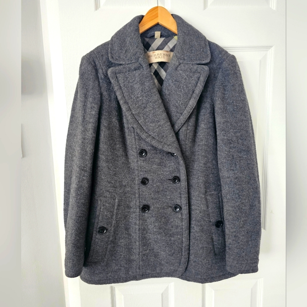 Burberry Gray Pea Coat